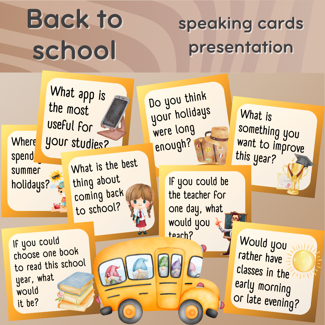 Back to school Speaking Cards | Portlandia Games | F3T