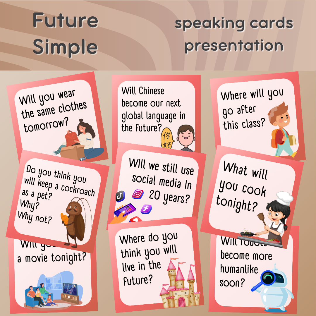 Future Simple (WILL) speaking cards | Portlandia Games | F3T