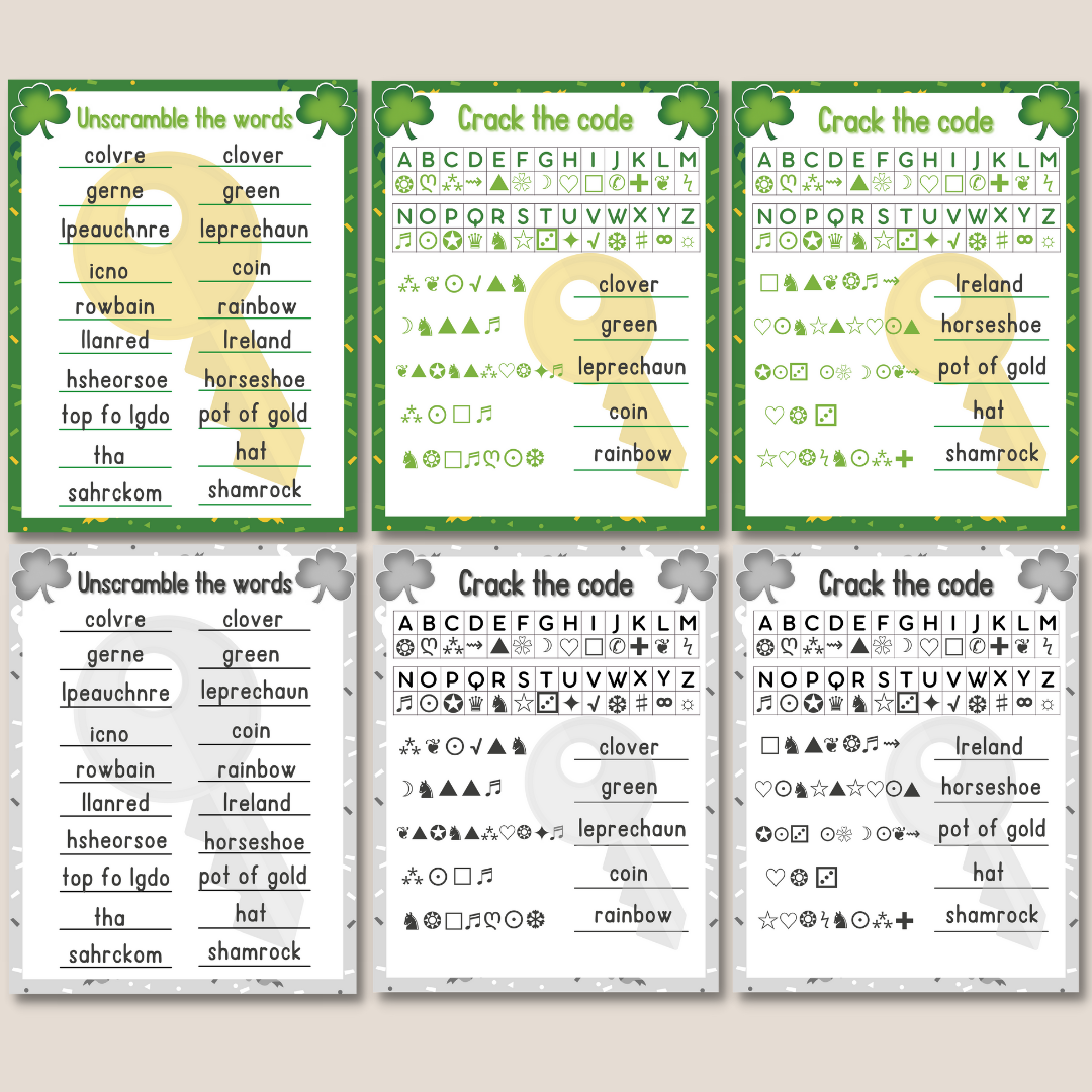 St. Patrick's Day. Crack the code / Unscramble the words / I spy / Word search | Second Image