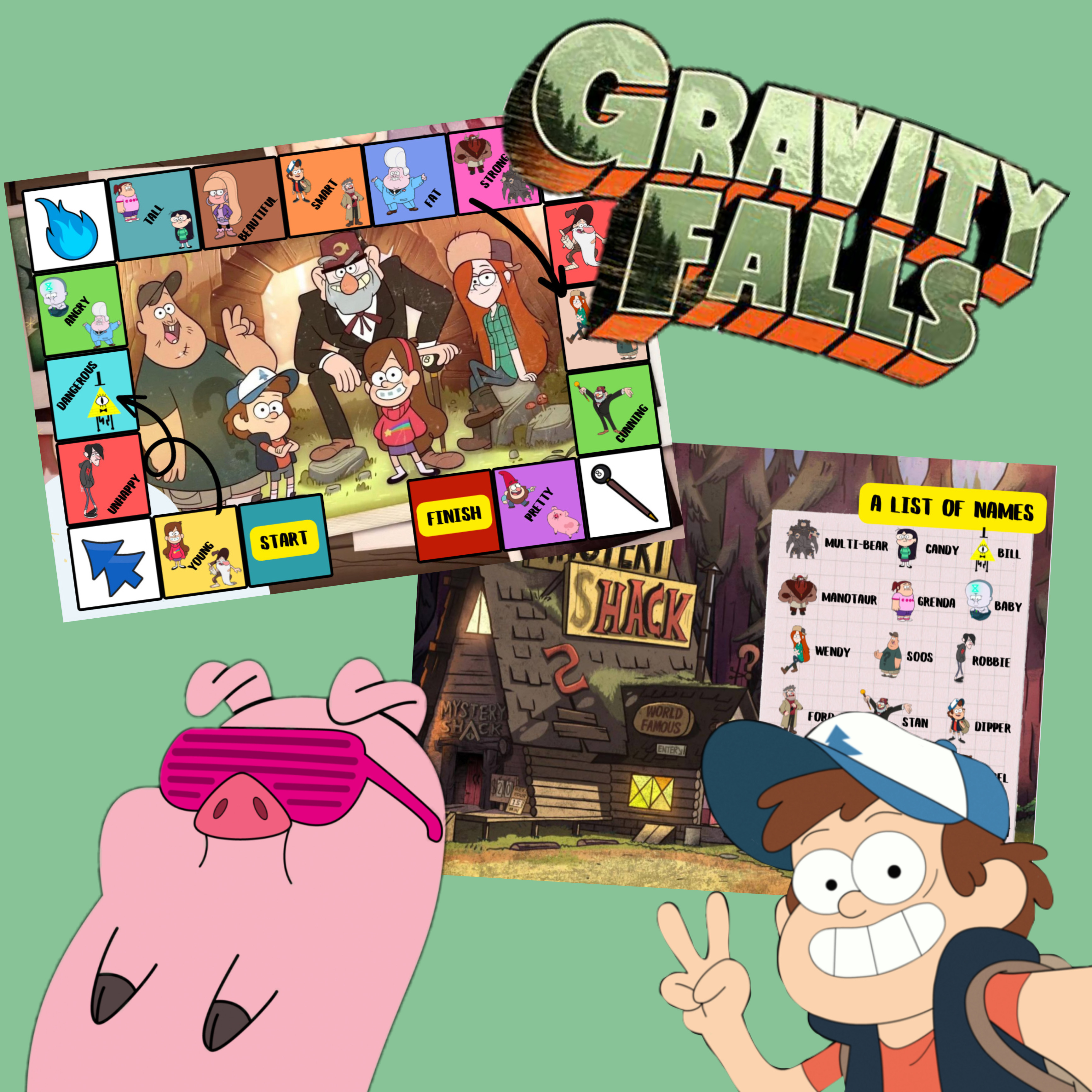 Board game Degrees of comparison Gravity Falls edition | EASY FOR BUSY | F3T