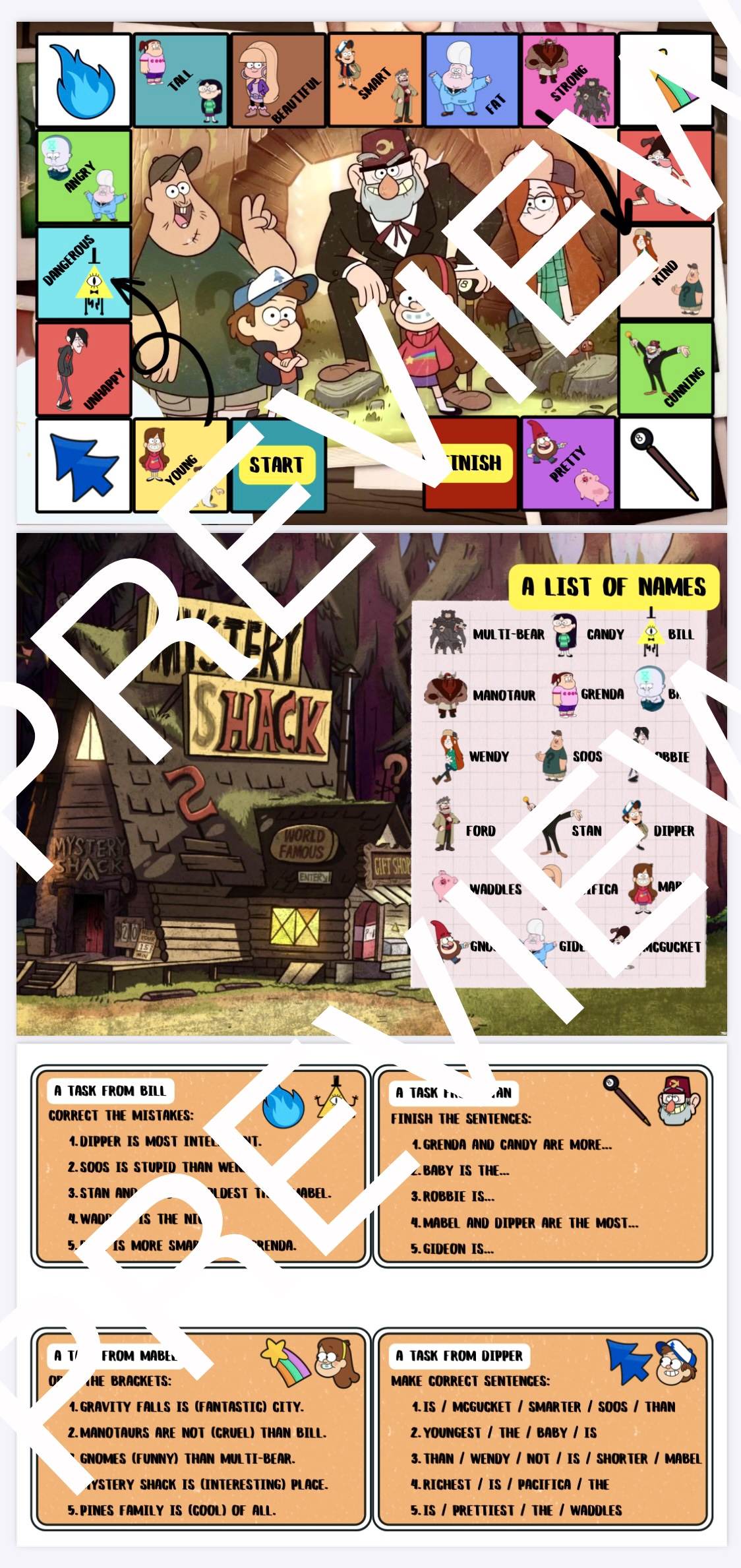 Board game Degrees of comparison Gravity Falls edition | First Image