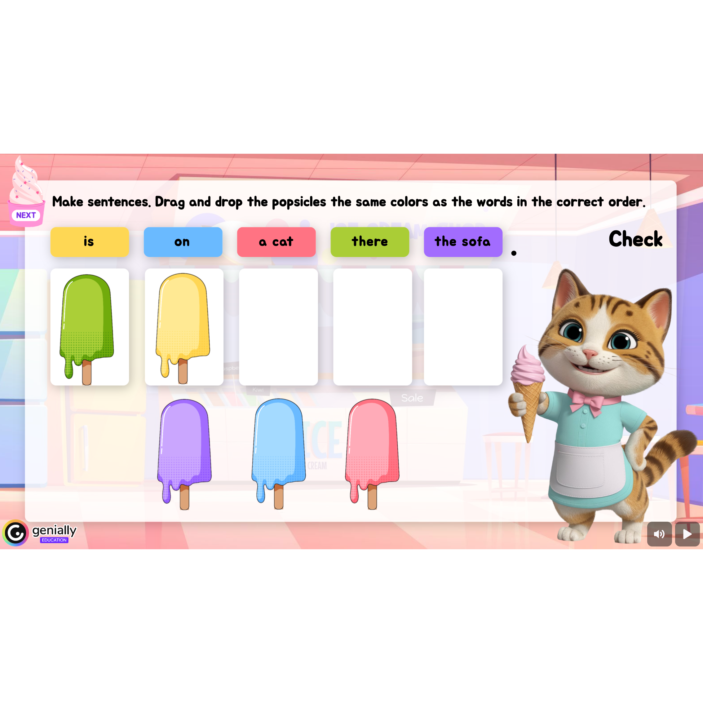 Cat's ice cream shop: There is/are, prepositions of place | Second Image